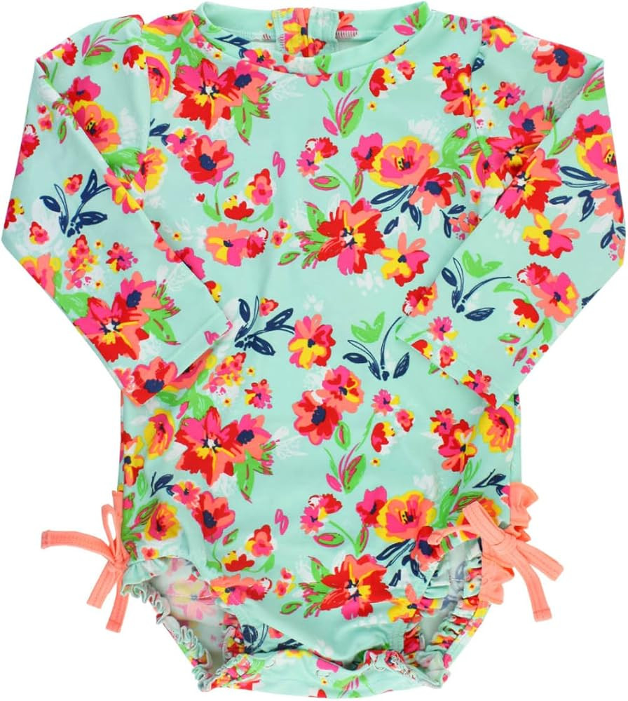 RuffleButts® Baby/Toddler Girls Long Sleeve One Piece Swimsuit with UPF 50+ Sun Protection | Amazon (US)
