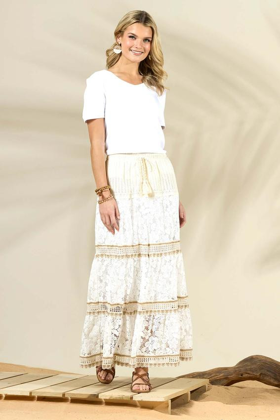 Lace Crochet Maxi Skirt | Cato Fashions