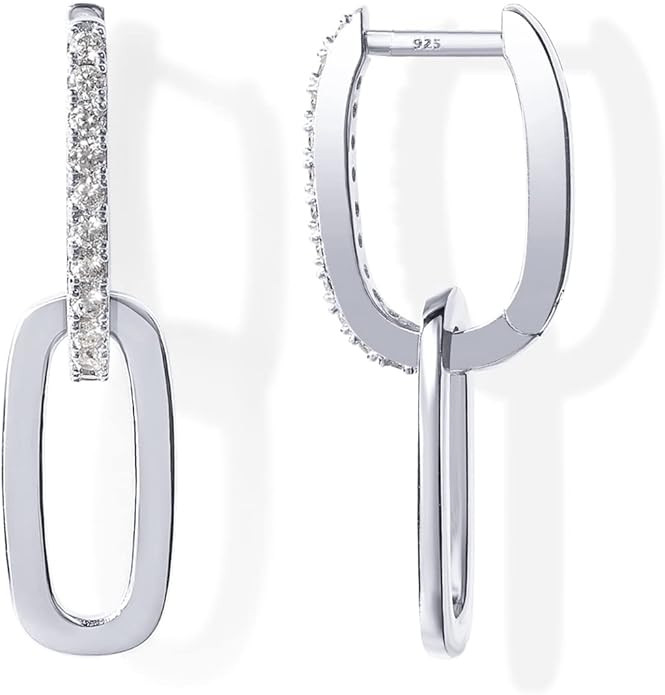 PAVOI 14K Gold Plated Convertible Paperclip Earrings for Women - Trendy Paper Clip Link Huggie Ho... | Amazon (US)