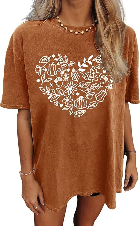Womens Oversized Fall Tshirt Pumpkin Graphic Tees Family Halloween Thanksgiving Shirts Cute Autum... | Amazon (US)