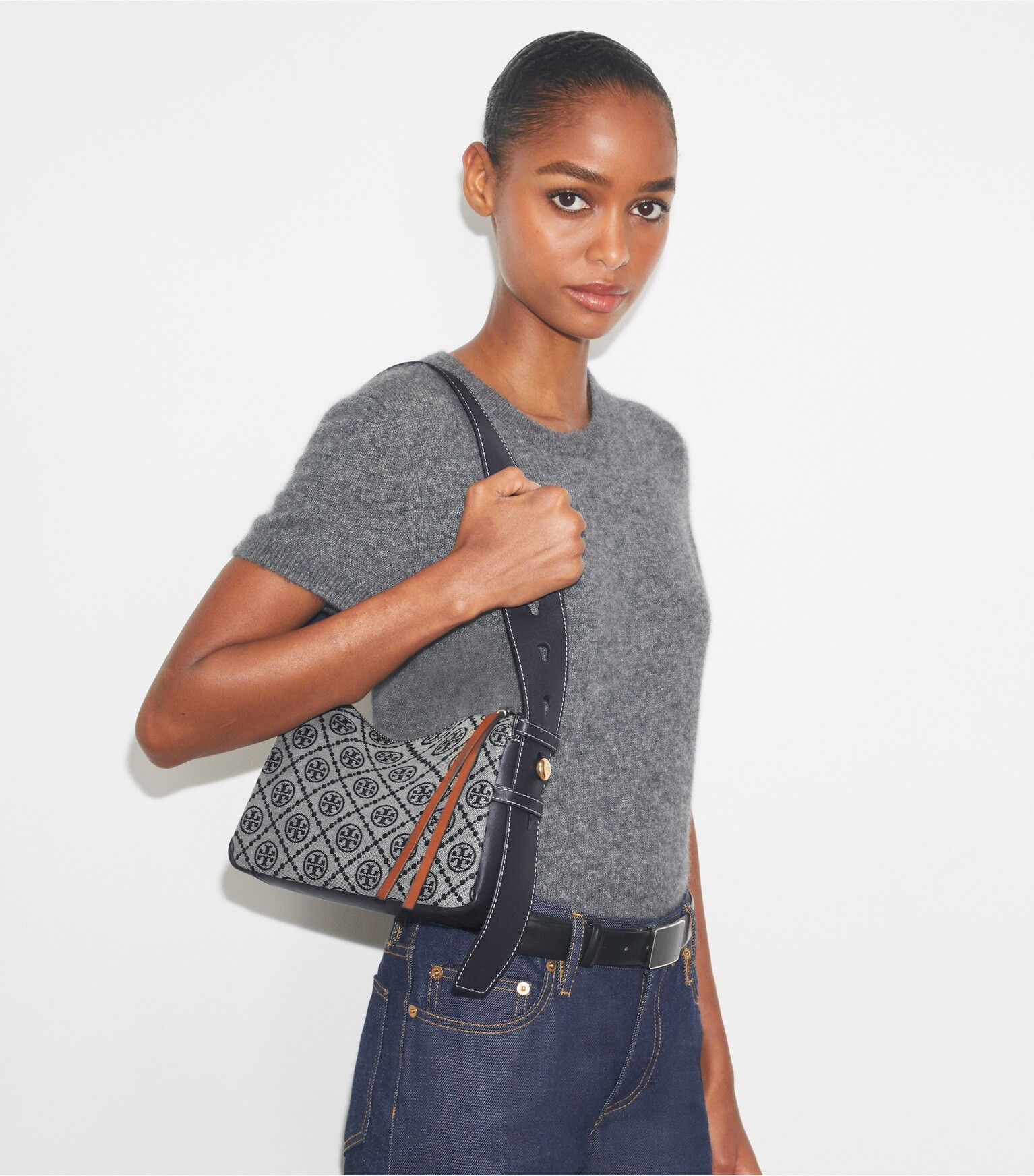 SMALL ROMY T MONOGRAM SHOULDER BAG | Tory Burch (US)