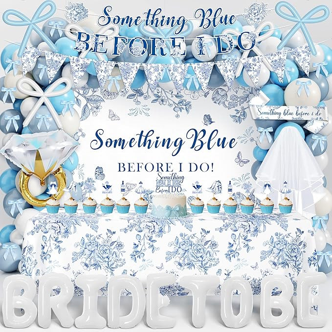 Something Blue Before I Do Bridal Shower Decorations,127 PCS Blue Bachelorette Party Decorations ... | Amazon (US)