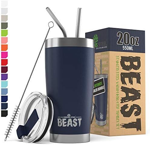 BEAST 20oz Navy Blue Tumbler - Stainless Steel Vacuum Insulated Coffee Ice Cup Double Wall Travel... | Amazon (US)