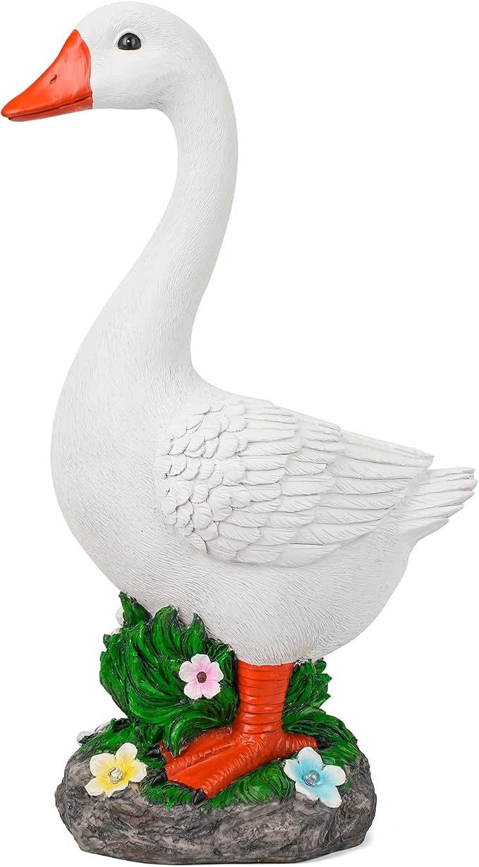 Large Porch Goose Statue with Solar Garden Light,20 Inch Realistic Hand-Painted Goose Sculpture, ... | Amazon (US)