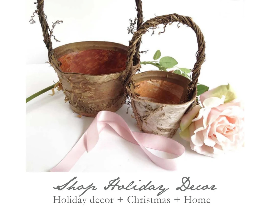 Two sizes, rustic easter basket, birch basket, bohemian decor, easter basket birch, easter chic, ... | Etsy (US)