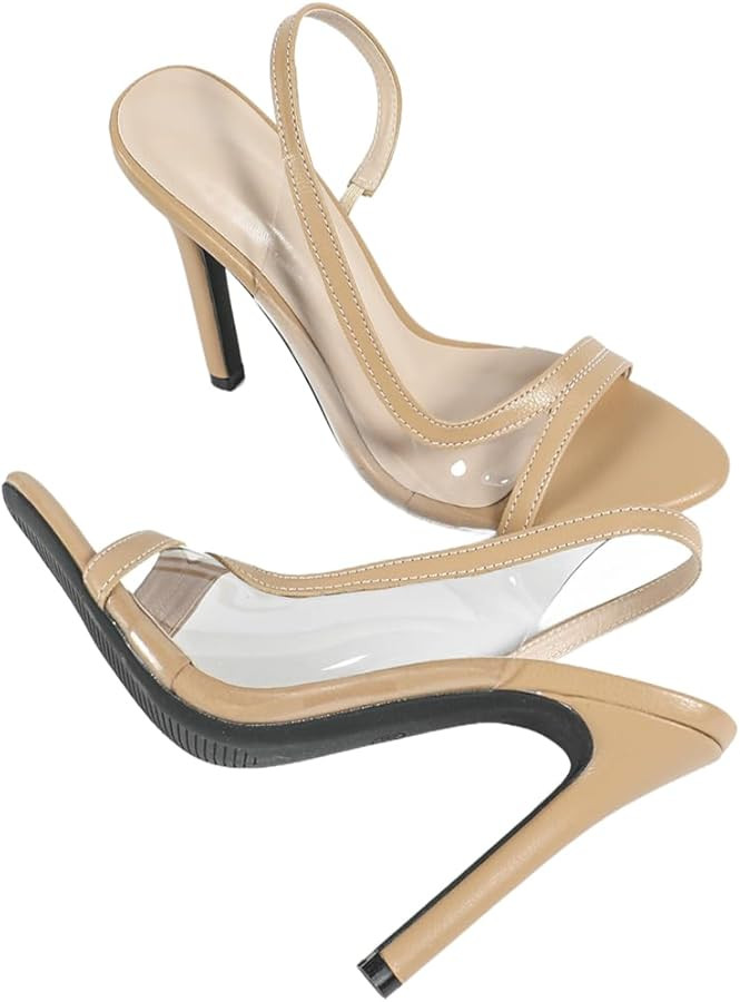 Clear Heels for Women Sexy Slingback Stilettos Heeled Sandals Open Toe High Heels Pumps Wedding B... | Amazon (US)