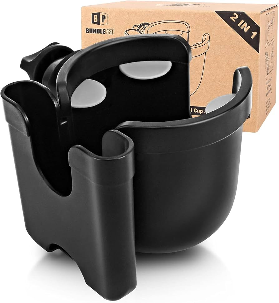 Universal Stroller Cup Holder with Mobile Phone Case, 2-in-1 Strollers Storage Rack, 360 Degrees ... | Amazon (US)