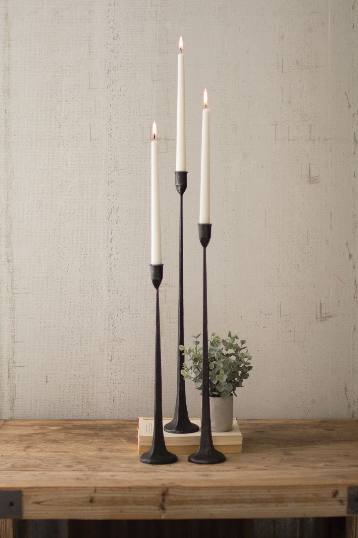 Kalalou Tall Cast Iron Taper Set Of Three Candle Holders CBL1020 | Walmart (US)