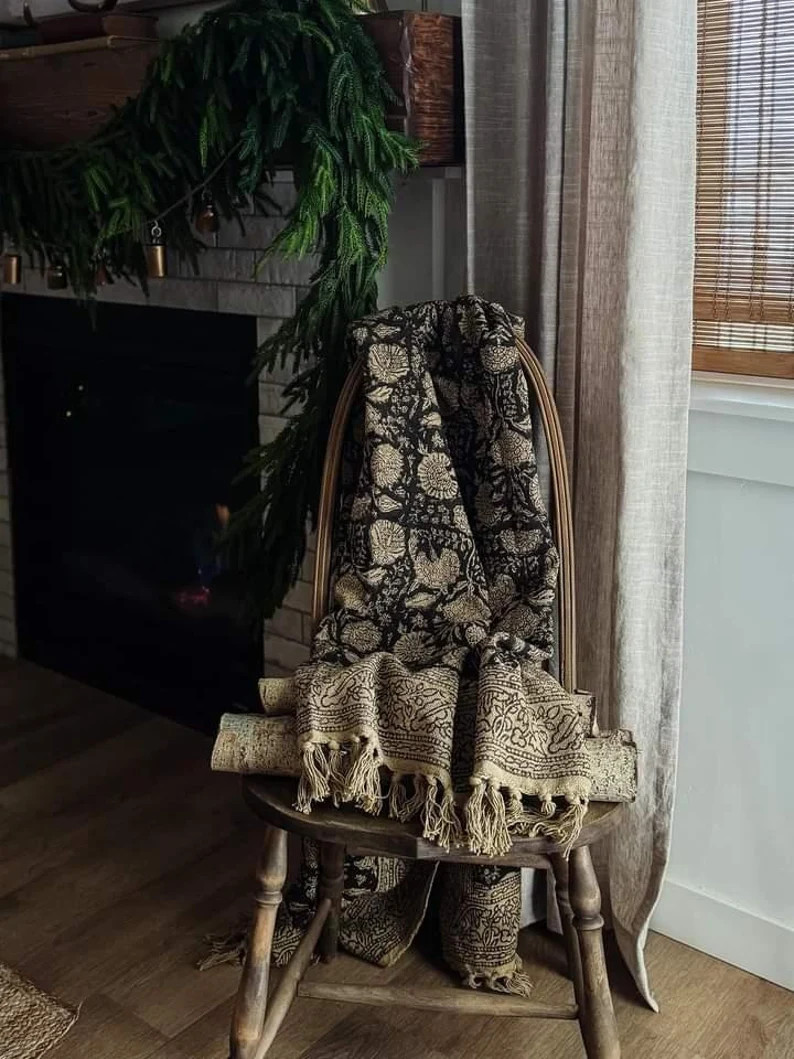 Premium Vintage Inspired Throw Handmade Throw, Soft Cotton Boho Blanket Sofa Décor Room Décor T... | Etsy (US)