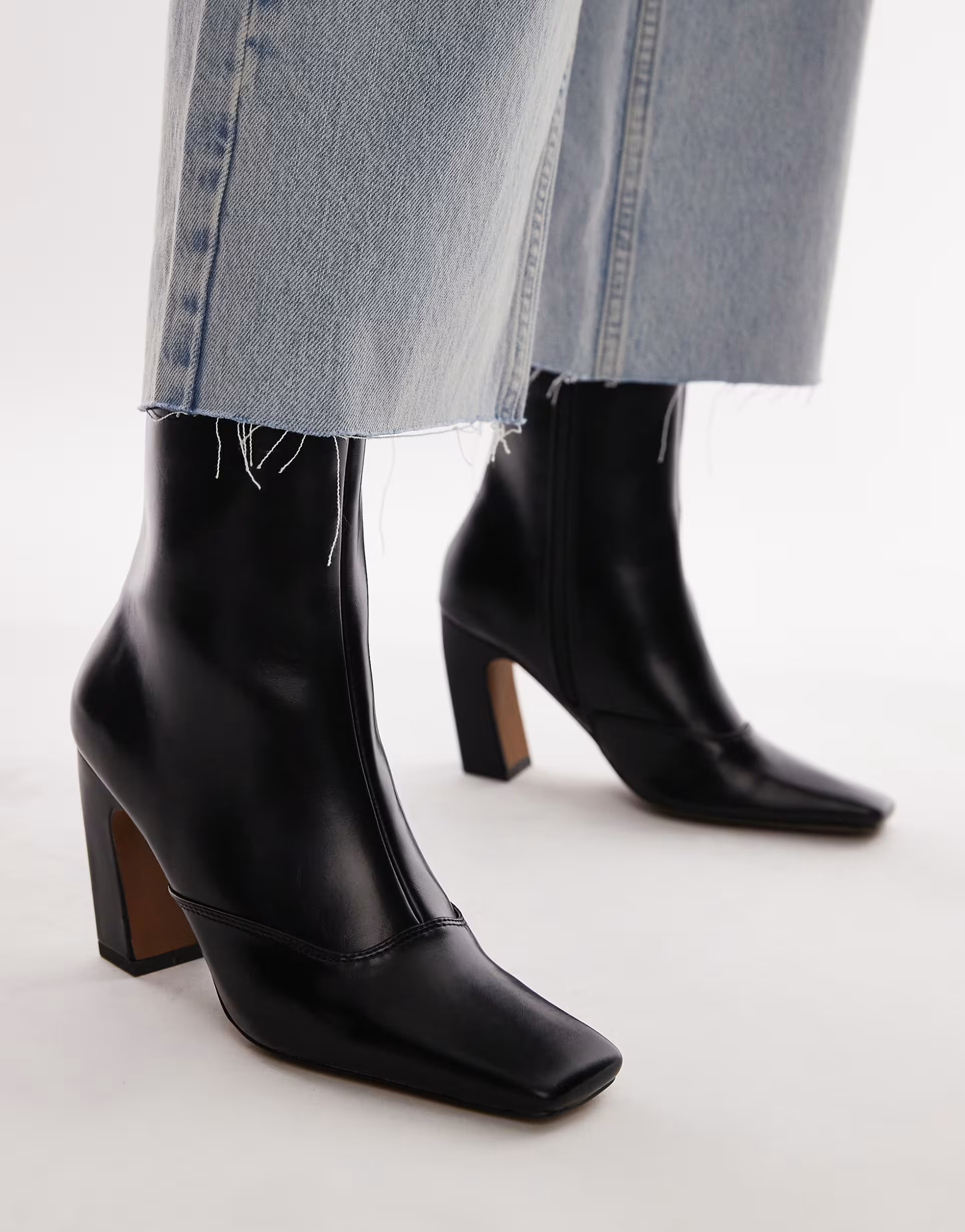 Topshop Nyla ankle boots with angled block heel in black | ASOS (Global)