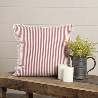Red Ticking Stripe Pillow Cover
