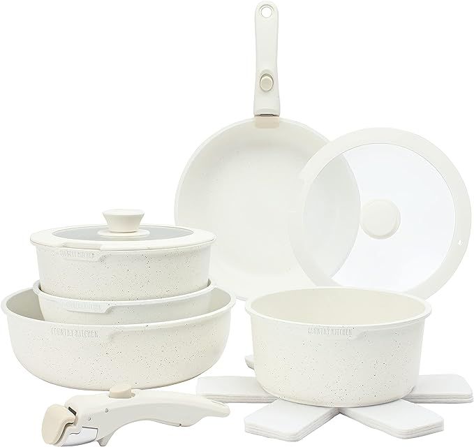 Country Kitchen 13 Piece Pots and Pans Set - Safe Nonstick Cookware Set Detachable Handle, Kitche... | Amazon (US)