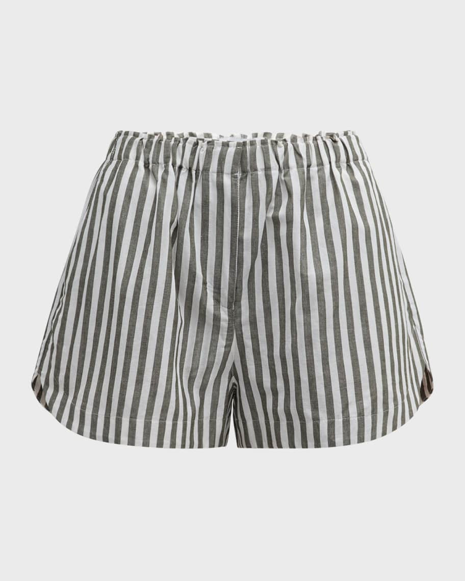 La Ligne Striped Cotton Linen Shorts | Neiman Marcus