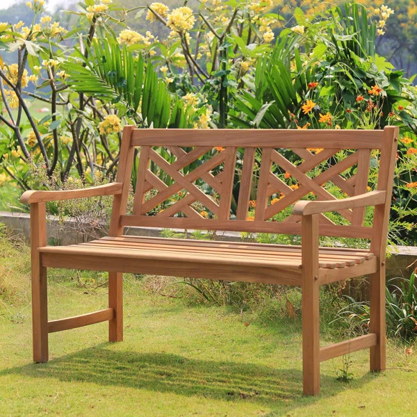 Schank Teak Outdoor Patio Garden Bench | Wayfair North America