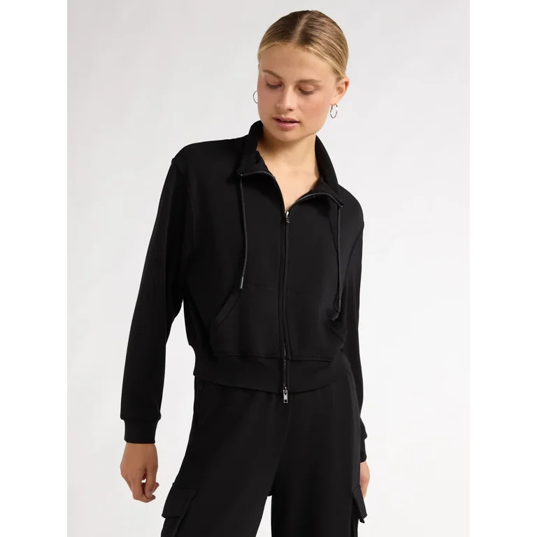 Scoop Women’s Ultimate ScubaKnit Funnel Neck Zip Up Sweatshirt, Sizes XS-XXL | Walmart (US)