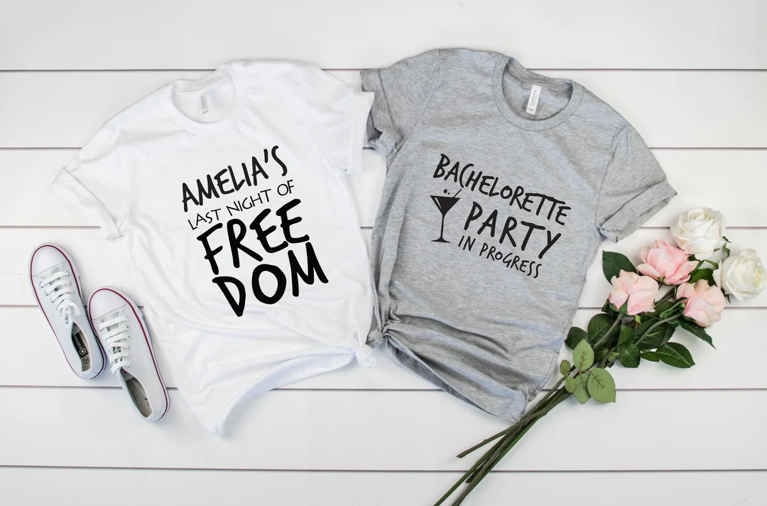 Bachelorette Party Shirts Last Night of Freedom Party in Progress Tshirts Funny Customized Drinki... | Etsy (US)