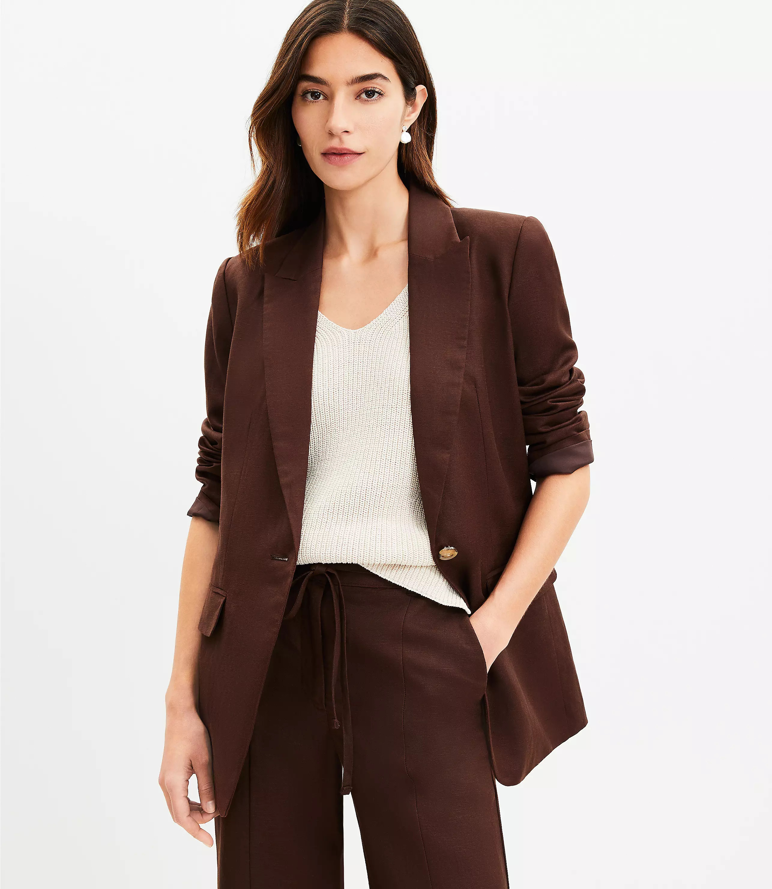 Oversized Linen Blend Blazer | LOFT