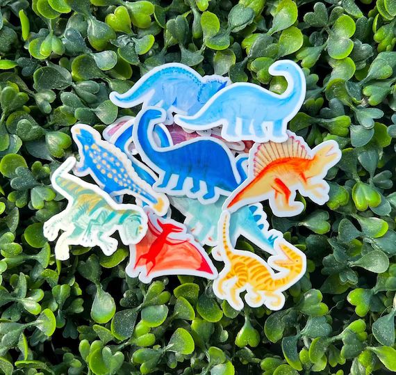 Dinosaurs stickers, watercolor sticker, 12 waterproof sticker | Etsy (US)
