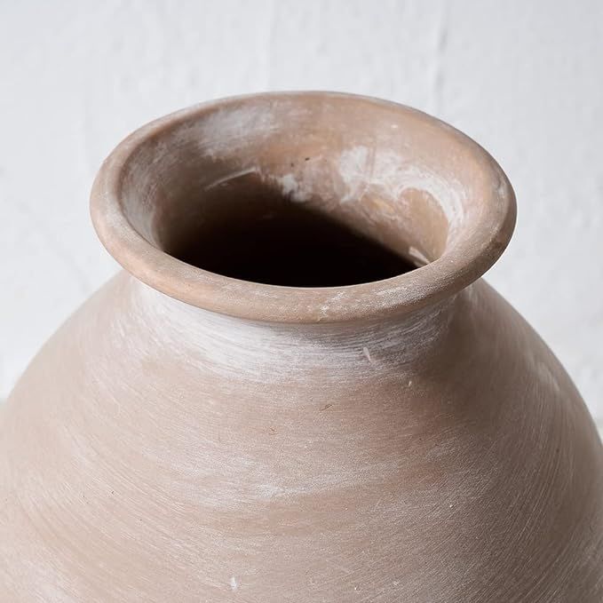 LUKA Ceramic Rustic Farmhouse Vase, 9.2 inch Whitewashed Terracotta Vase, Pottery Decorative Flow... | Amazon (US)