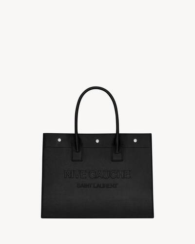 Saint Laurent Rive Gauche small tote bag with tubular handles, fastened with three Saint Laurent-... | Saint Laurent Inc. (Global)