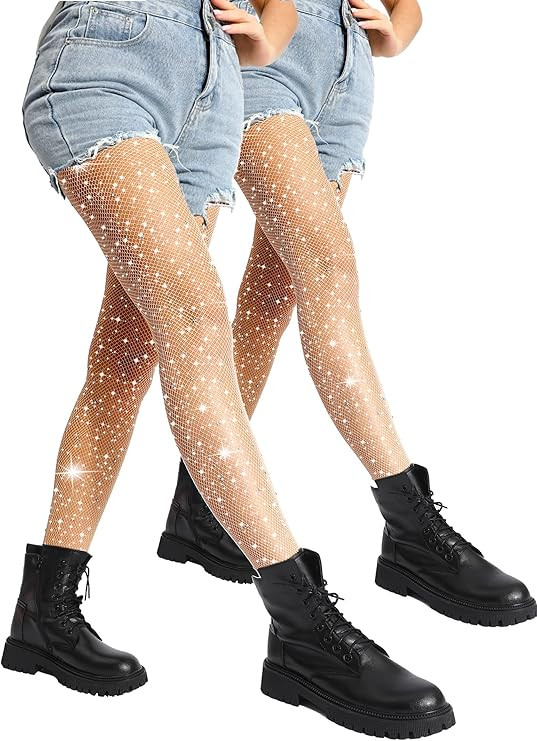 DancMolly Sparkly Tights for Women, Glitter Rhinestones Fishnet Stockings in 20 Solid Color 3 Sty... | Amazon (US)