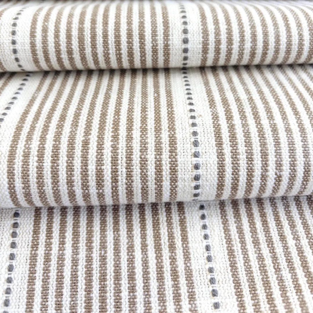 Brown Striped Drapery Fabric Brown Striped Fabric for Curtains Striped Modern Fabric for Pillows ... | Etsy (US)