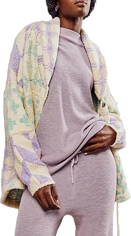 Cardigan Sweaters for Women Button Down Shawl Collar Oversized Sweater Coats Y2k Print Cardigans ... | Amazon (US)