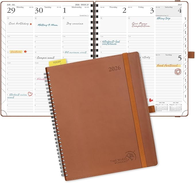POPRUN 2026 Planner (Large - 8.5" x 10.5") with Hourly Schedule, Vertical Layout - 2026 Weekly Ca... | Amazon (US)