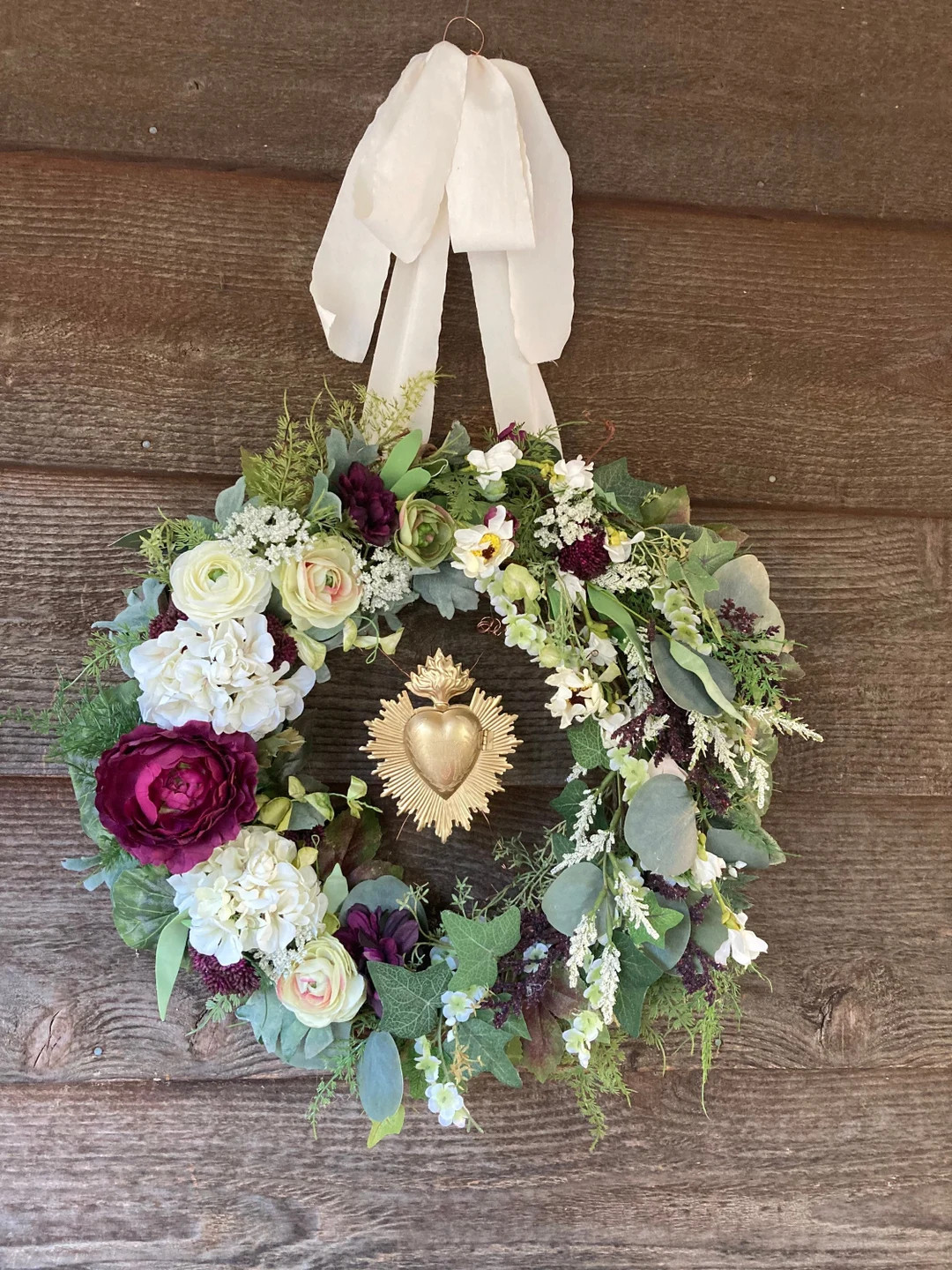 Catholic wreath, Sacred Heart of Jesus, Our Lady of the Sacred Heart, Sacred Heart Medallion, far... | Etsy (US)