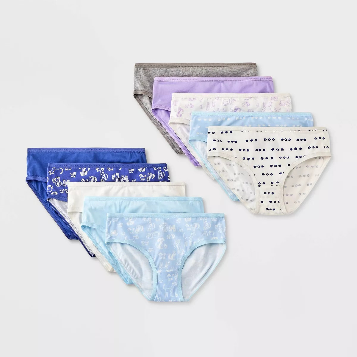 Girls' 10pk 'Dogs' Cotton Hipster Underwear - Cat & Jack™ Violet/Blue/White | Target