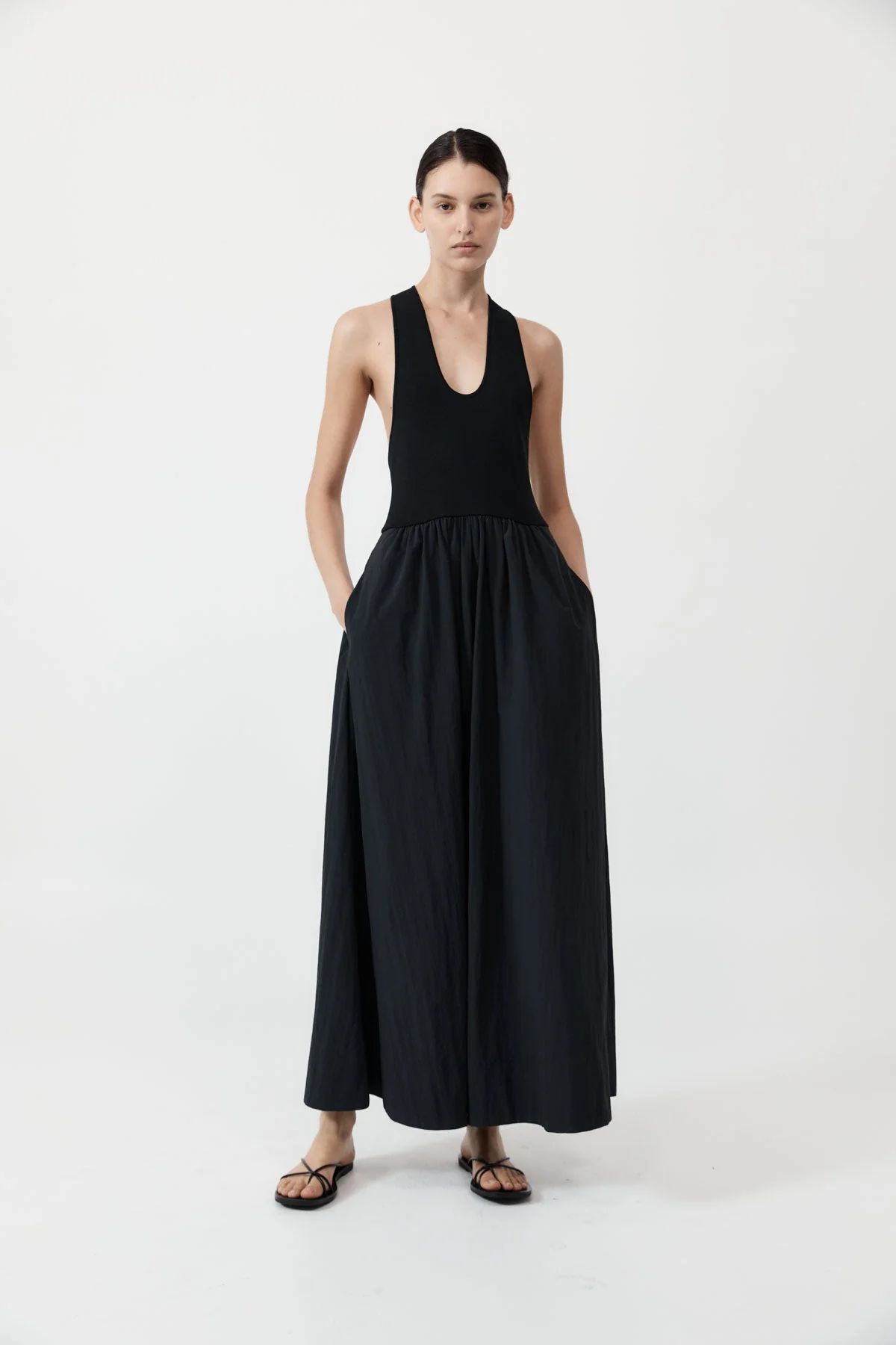 Plunge Neck Dress - Black | St Agni US
