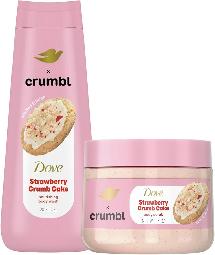 Dove Moisturizing Strawberry Crumb Cake Body Wash & Scrub Combo, 20oz Wash + 15oz Scrub, Limited ... | Amazon (US)