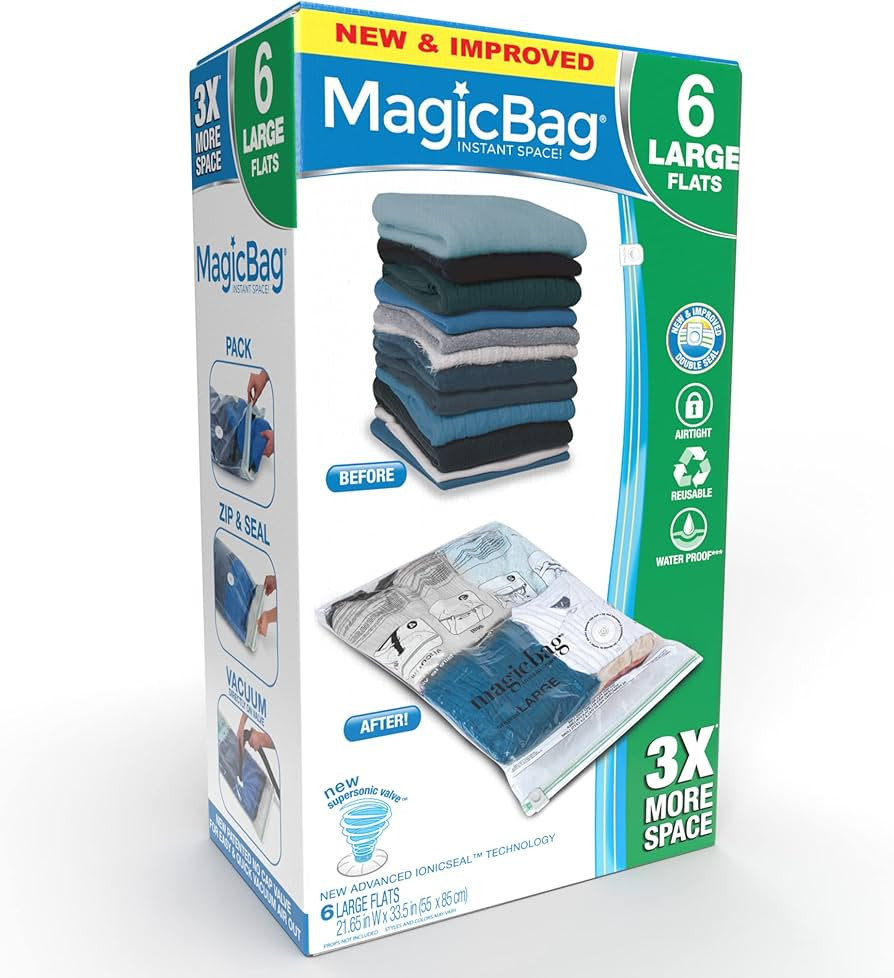 MagicBag Smart Design Instant Space Saver Storage - Flat Large - Set of 6 Bags Total - Airtight D... | Amazon (US)