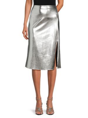 Renee C. Metallic Midi Skirt on SALE | Saks OFF 5TH | Saks Fifth Avenue OFF 5TH