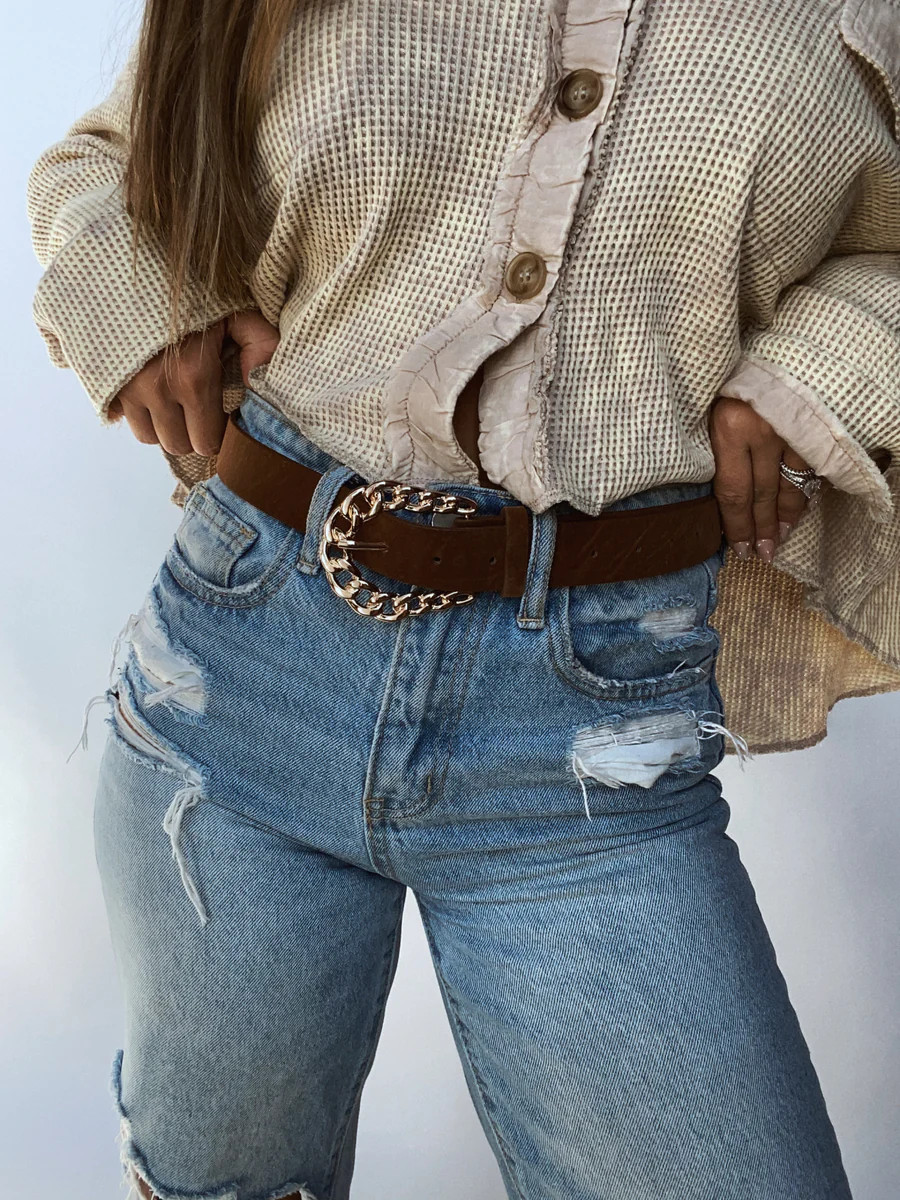 Chained to My Heart Belt- Brown | Willow Boutique
