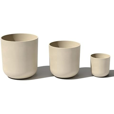 Veradek Demi Series Set of 3 Round Planters for Porch, Patio, Backyard | Durable Plastic-Concrete... | Amazon (US)