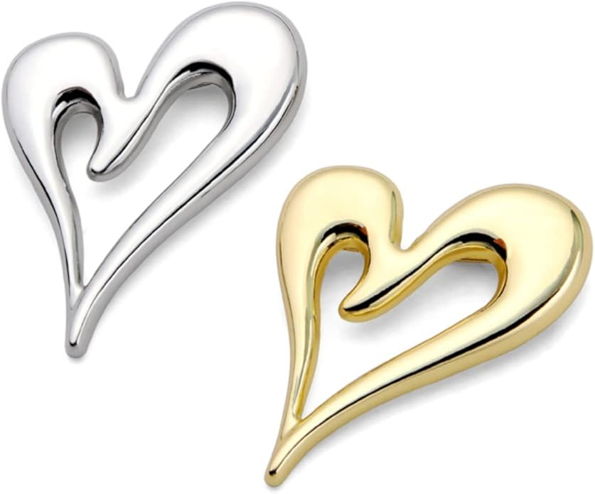 2 Pieces Brooch Pins Heart Gold Lapel Hijab Brooches for Women Fashion Jewelry (Gold+Silver) | Amazon (US)