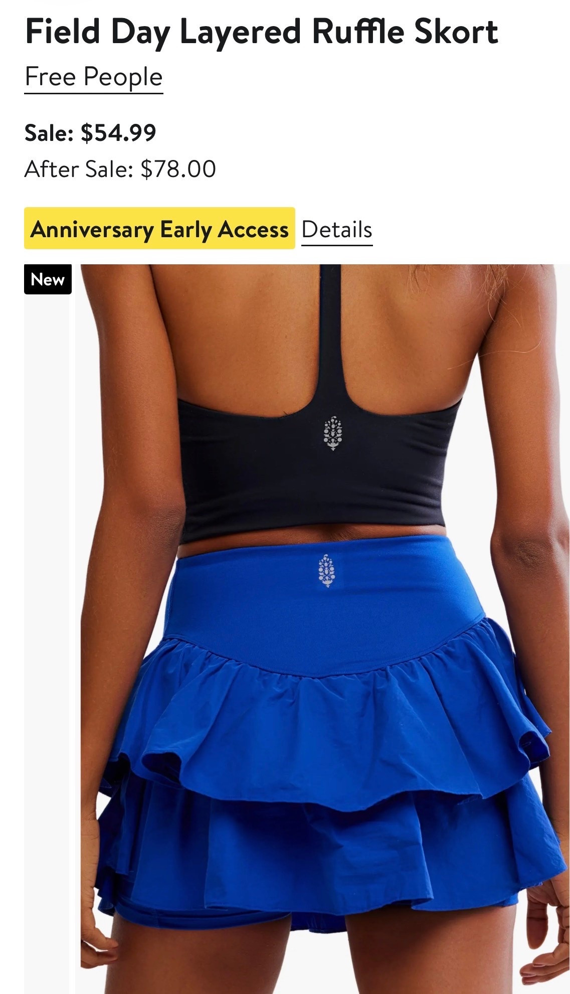 Free people skort in black, electric blue, or white on #anniversarysale for $58!

#LTKSaleAlert #LTKActive #LTKfitnessgoals