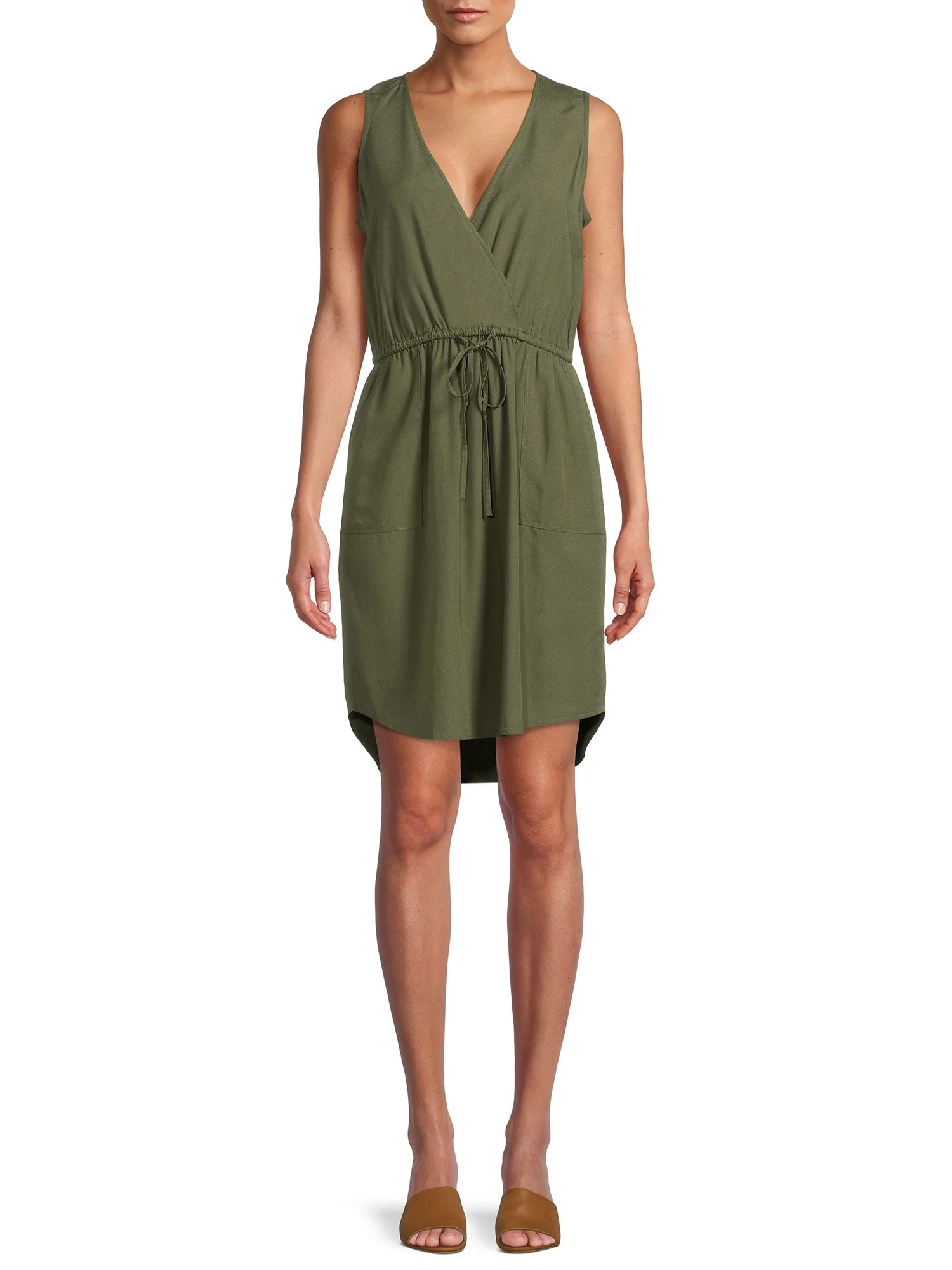 Time and Tru Women's Sleeveless Knee Length Surplus Dress | Walmart (US)