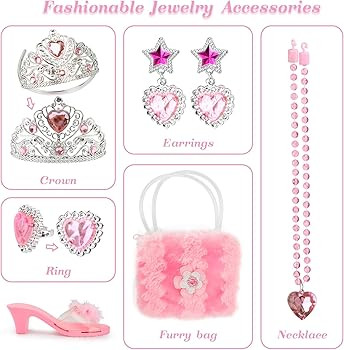 Jaolex Princess Toddler Dress Up Shoes Pretend Play Jewelry Toys Set 3 Pairs of Shoes with Tiara ... | Amazon (US)