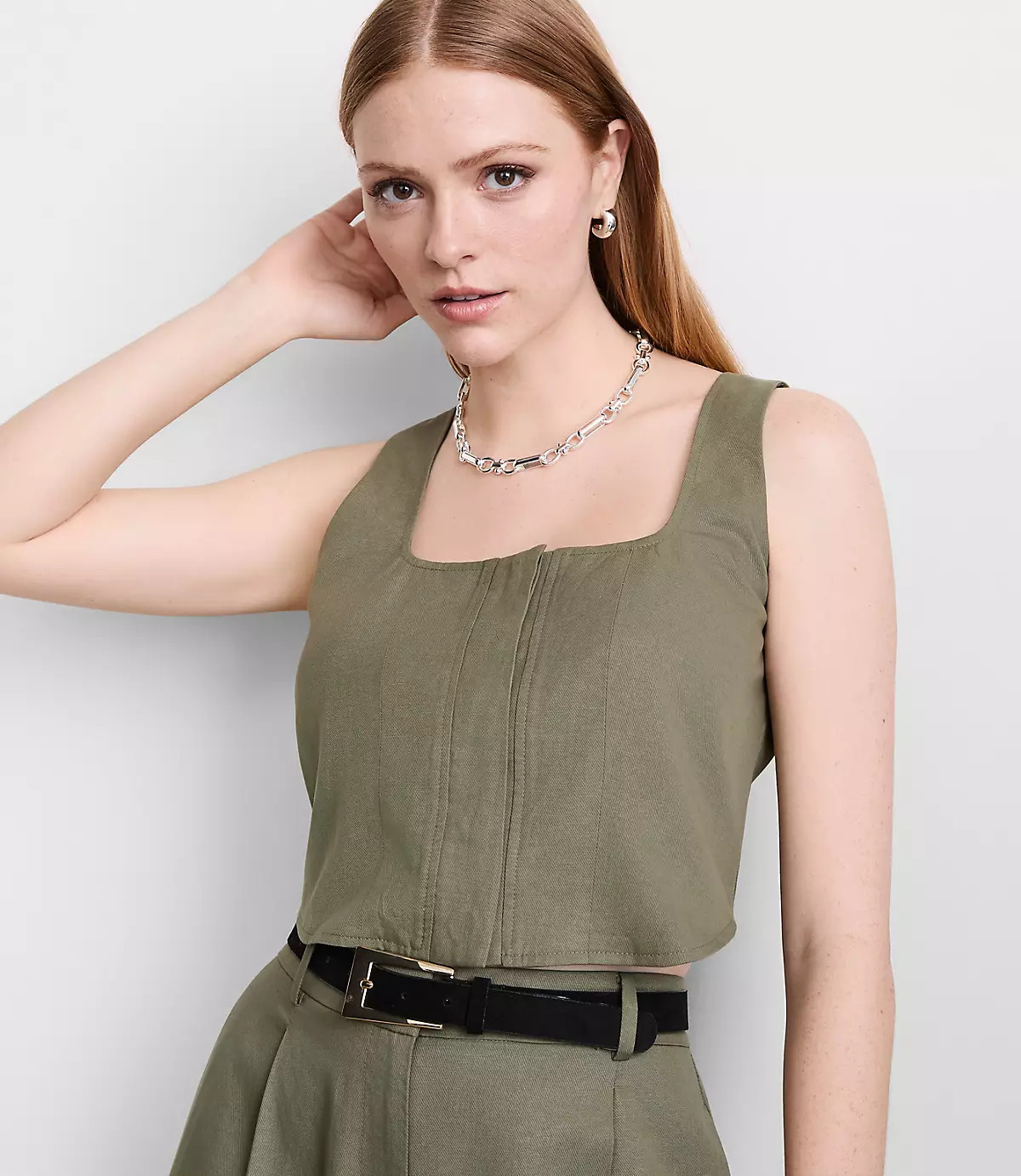 Petite LOFT Versa Pure Spun Square Neck Crop Top | LOFT
