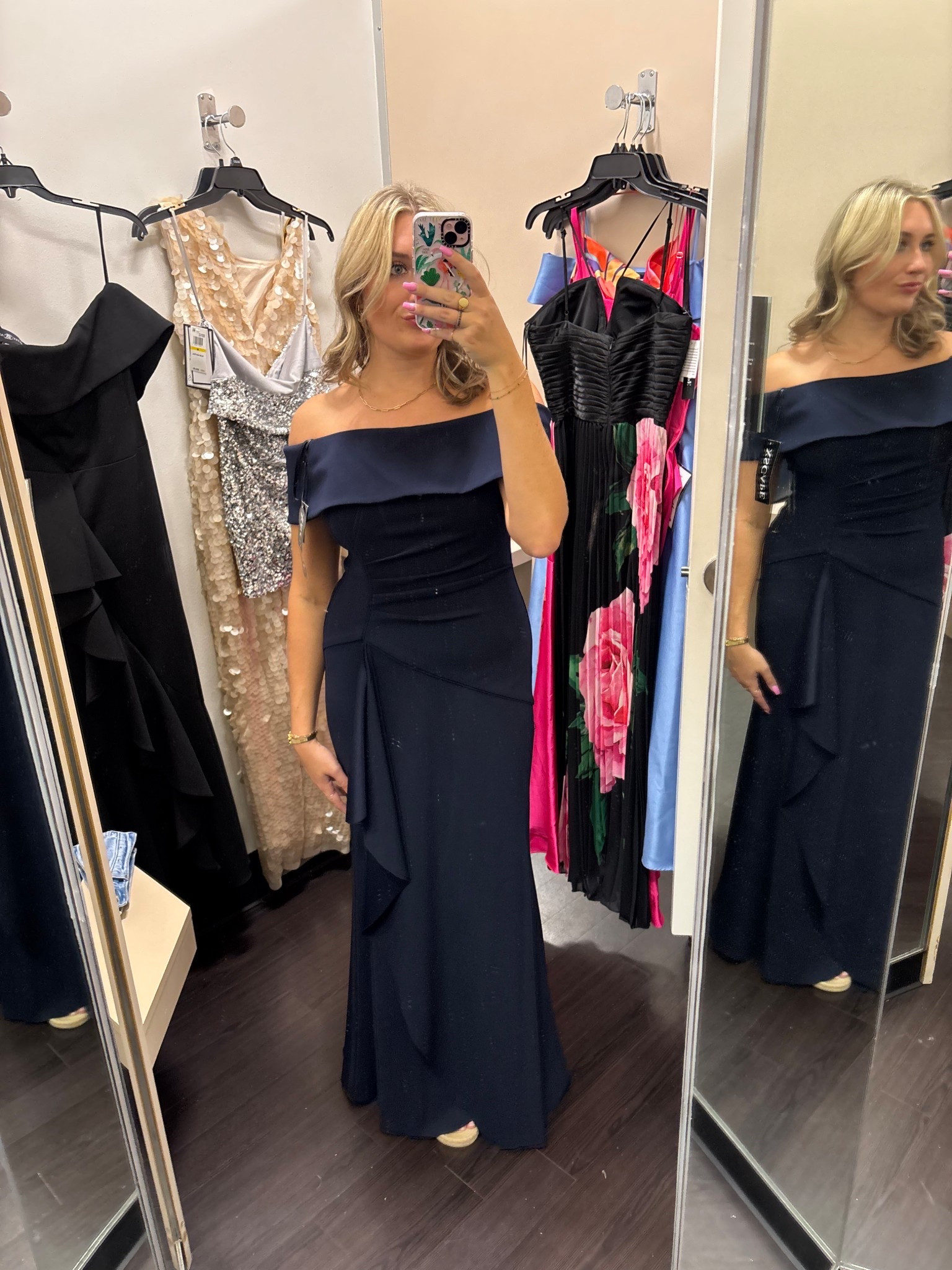 For my friend Miranda’s beautiful black tie wedding, I was scrambling for a formal dress. After her invite got lost in the mail, I was weeks late to the dress search. Macys absolutely SAVED the day! I was able to buy this beautiful dress by XSCAPE on sale. I paired it with gold jewelry and shoes for a chic look. 

#LTKHoliday #LTKWedding