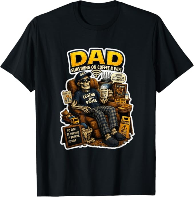 Dad Surviving on Coffee and Funny Skeleton Graphic T-Shirt | Amazon (US)