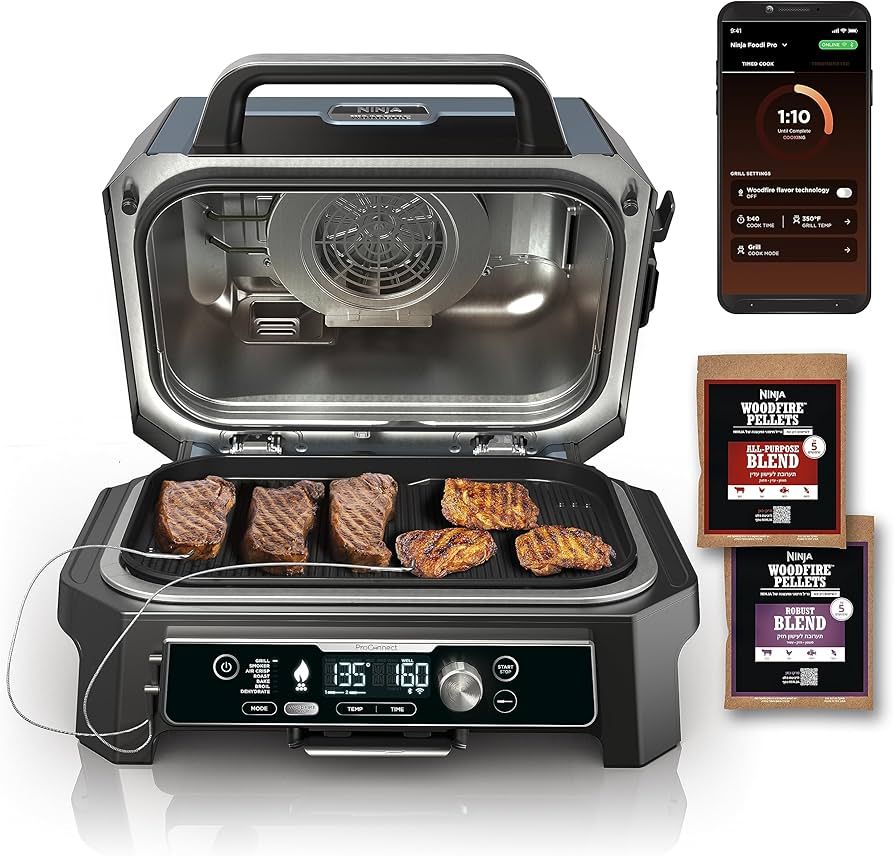 Ninja OG951 Woodfire Pro Connect Premium XL Outdoor Grill & Smoker, Bluetooth, App Enabled, 7-in-... | Amazon (US)