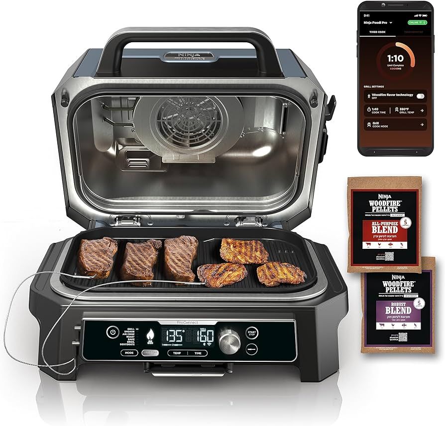 Ninja OG951 Woodfire Pro Connect Premium XL Outdoor Grill & Smoker, Bluetooth, App Enabled, 7-in-... | Amazon (US)