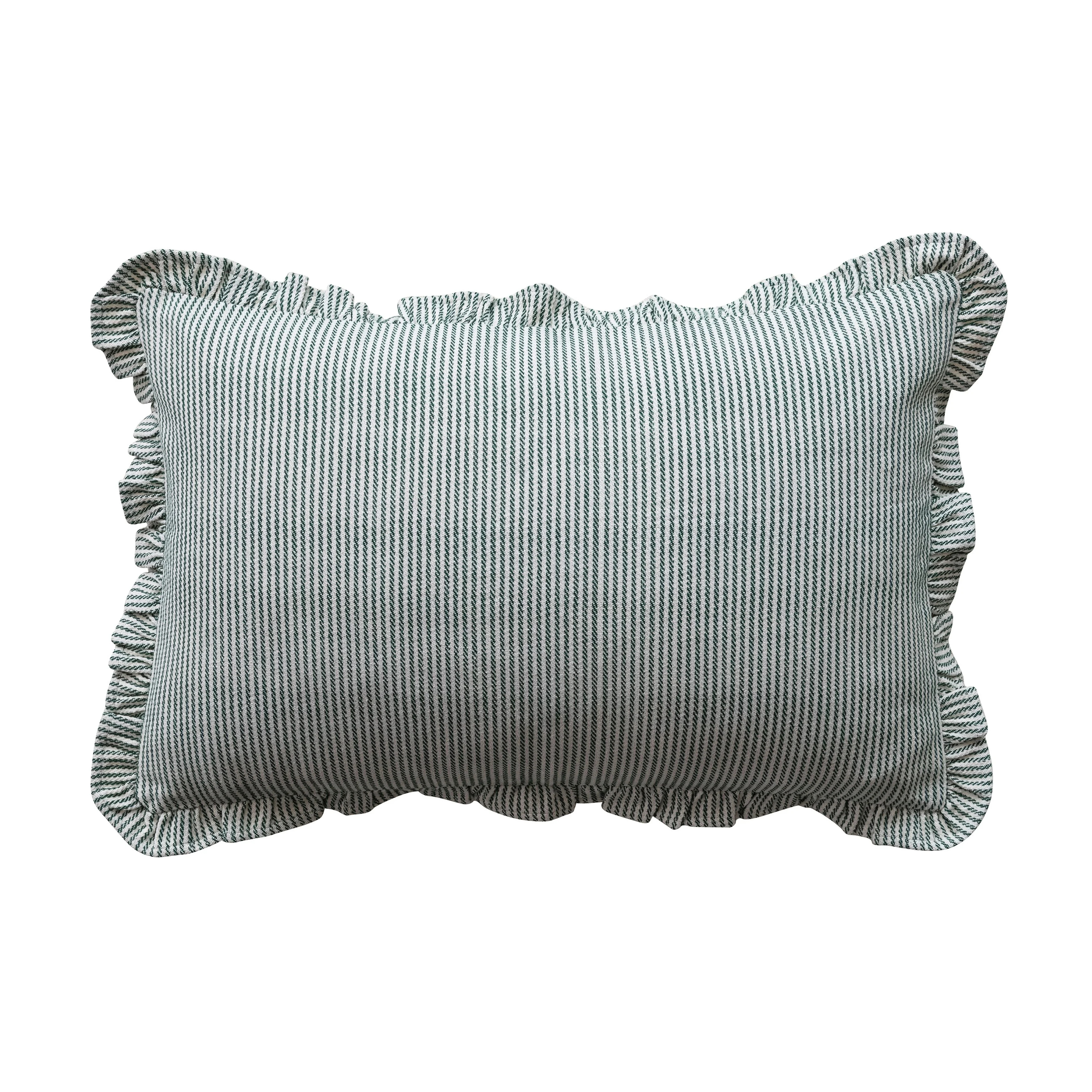 Artisan Stripe Cotton Lumbar Pillow with Ruffled Edge | Wayfair North America