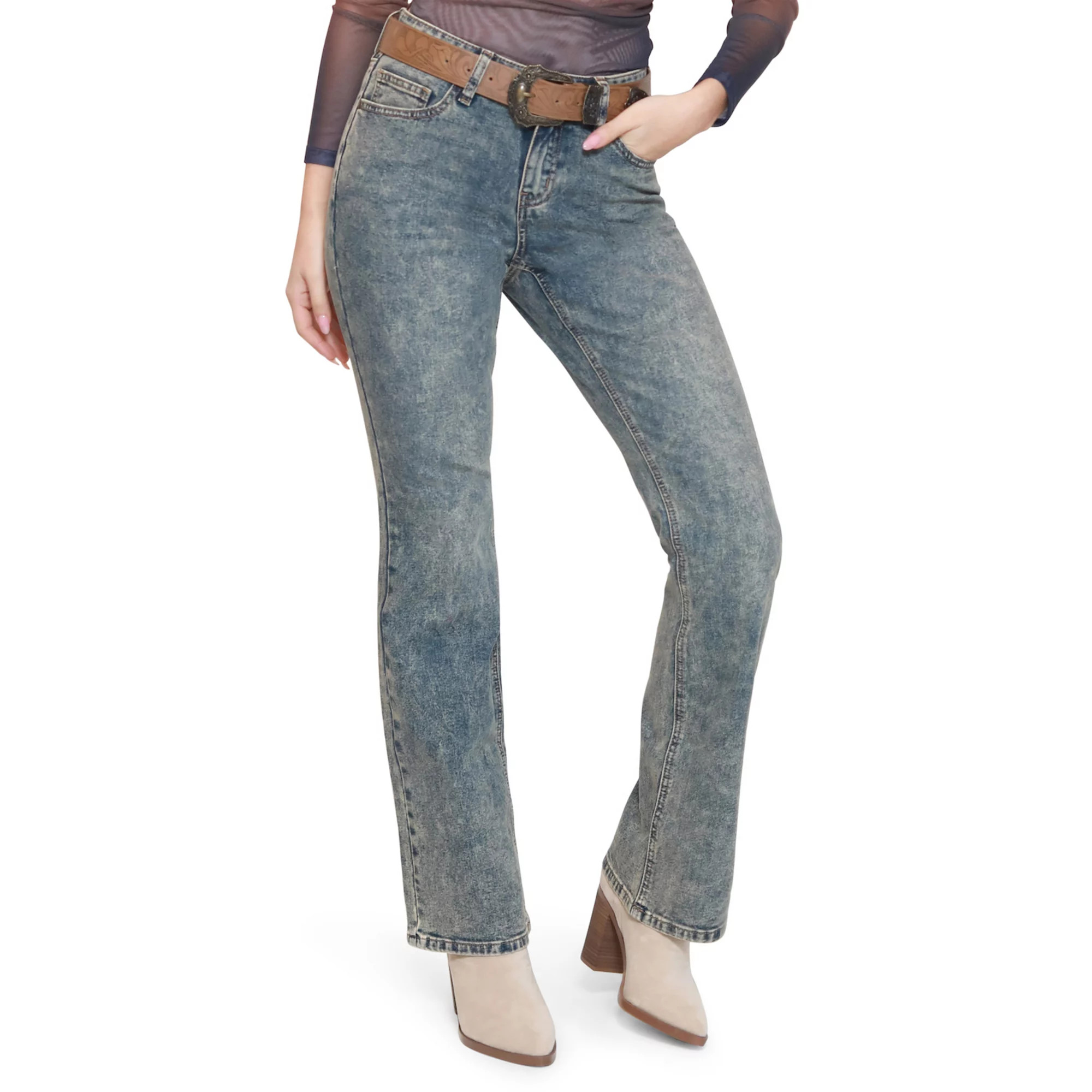 Juniors' madden girl Western Belted Bootcut Jeans | Kohl's