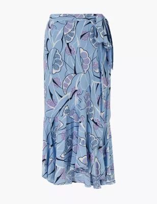 Printed Ruffle Midi Wrap Skirt | Marks & Spencer (AU)
