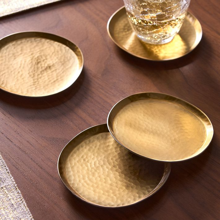 Iris Hammered Metal Coaster Sets | West Elm (US)