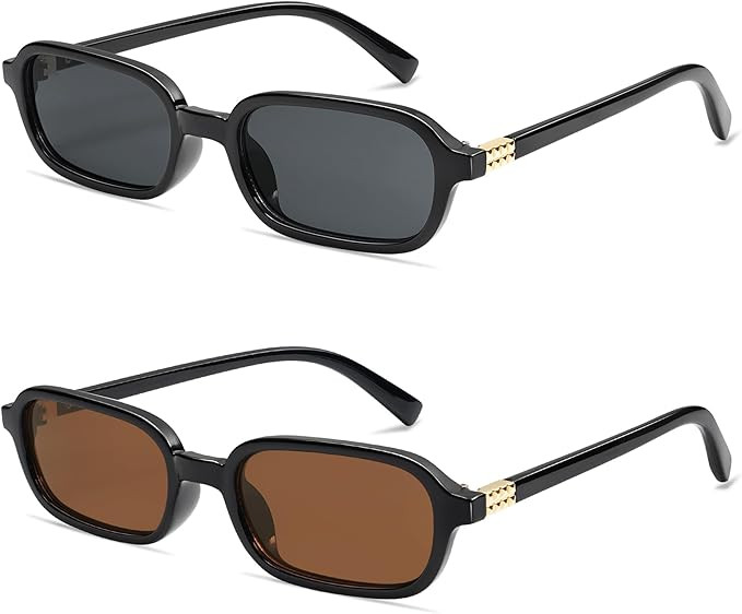 Retro Rectangular Sunglasses for Women Vintage Fashion Trendy Funny Small 90s Square Sunnies 2025... | Amazon (US)